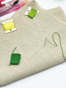 10pcs Beige Linen-Like Fabric, 9.84in*9.84in, Suitable For DIY Embroidery, Doll Clothes Making