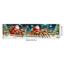 45.72x200.66cm Polyester Merry Christmas And Happy New Year Banner - Santa Claus And Reindeer Gift Design, Suitable For Indoor/Outdoor Decoration, Great For Garden Fence, Fireplace And Patio Backdrop - Easy To Hang, No Power Required
