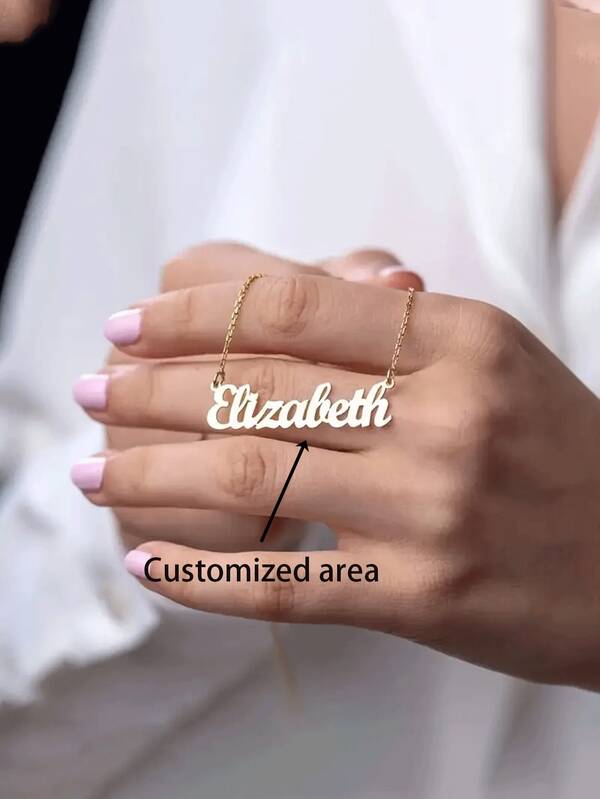 Custom Necklace With Personalized Name Pendant. 201 Stainless Steel With 18K Gold-Plated Label. Elegant Bohemian Style Minimalist Design. Holiday Jewelry Gift.