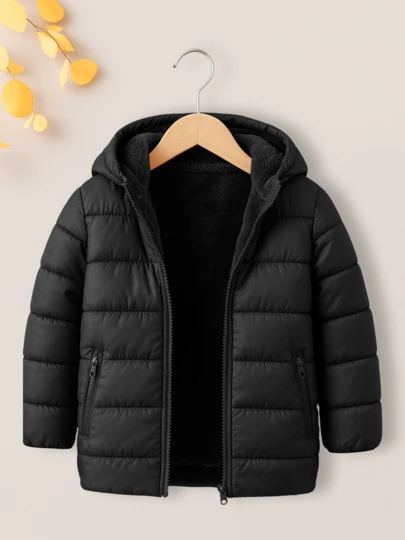 Chamarra Daniel acolchada marca Tandera con capucha para niño, abrigo de invierno con forro de peluche