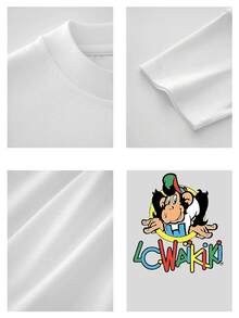 Camiseta de cuello redondo para hombre con estampado gráfico único de mono de dibujos animados, elegante camiseta de manga corta para uso diario informal, material de mezcla de algodón suave y cómodo, perfecta para verano y vacaciones, camiseta de estilo callejero de moda para una apariencia relajada. - Blanco - Ver 4