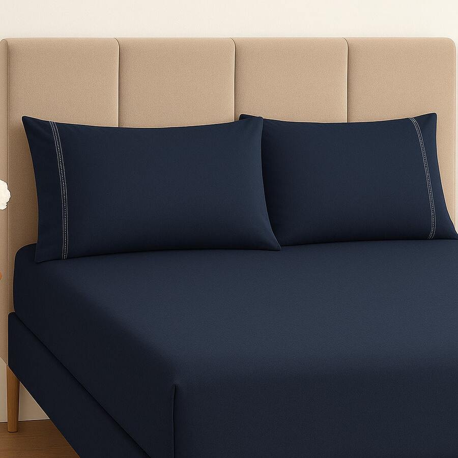400 Thread Count Premium Bedding Set With Stick Stitch Finish - NAVY BLUE - View 1