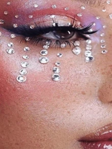 2pcs Silver Face Glitter Stickers, Suitable For Rave Parties, Makeup, Rhinestone Stickers, Y2K Style Music Festival DIY Eye & Face Gems, Valentine's Day Gift - Multicolor - View 4