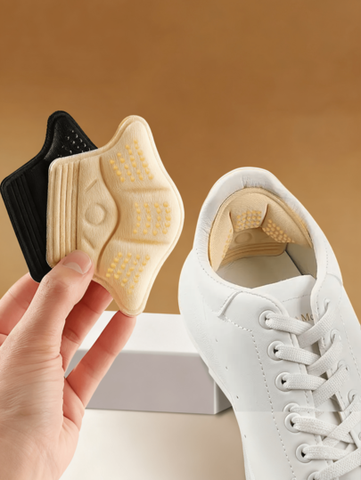 Un par de parches de plantillas autoadhesivas acolchadas y gruesas - Antideslizantes, con talón de espuma baja, plantillas duraderas para tallas de zapatos anchos, negro/beige para el cuidado de los pies, diseñadas para pies planos y tacones altos (sin necesidad de pegamento), espolones del talón, almohadillas del talón, almohadillas de la suela, plantillas, plantillas para mujeres, reparación de la suela, almohadillas del talón, suelas, características del talón para hombres, espolones del talón, plantillas para hombres, para los pies