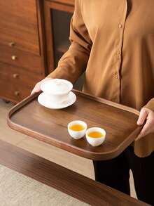 1 件带手柄的胡桃木托盘，用于盛放食物、小吃、饮料、寿司、牛排、披萨、甜点、蛋糕、面包、早餐托盘、咖啡托盘、茶托盘、冷盘 - 紫紅色 - 查看 3