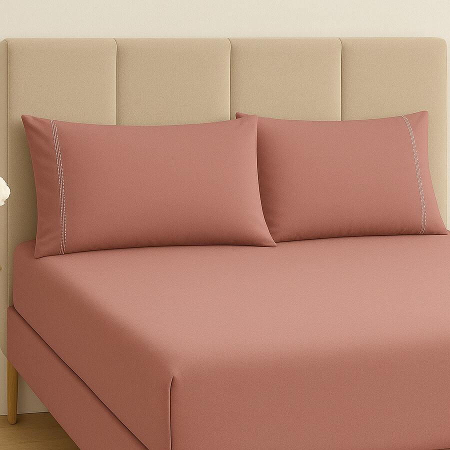 400 Thread Count Premium Bedding Set With Stick Stitch Finish - ROSE - View 1