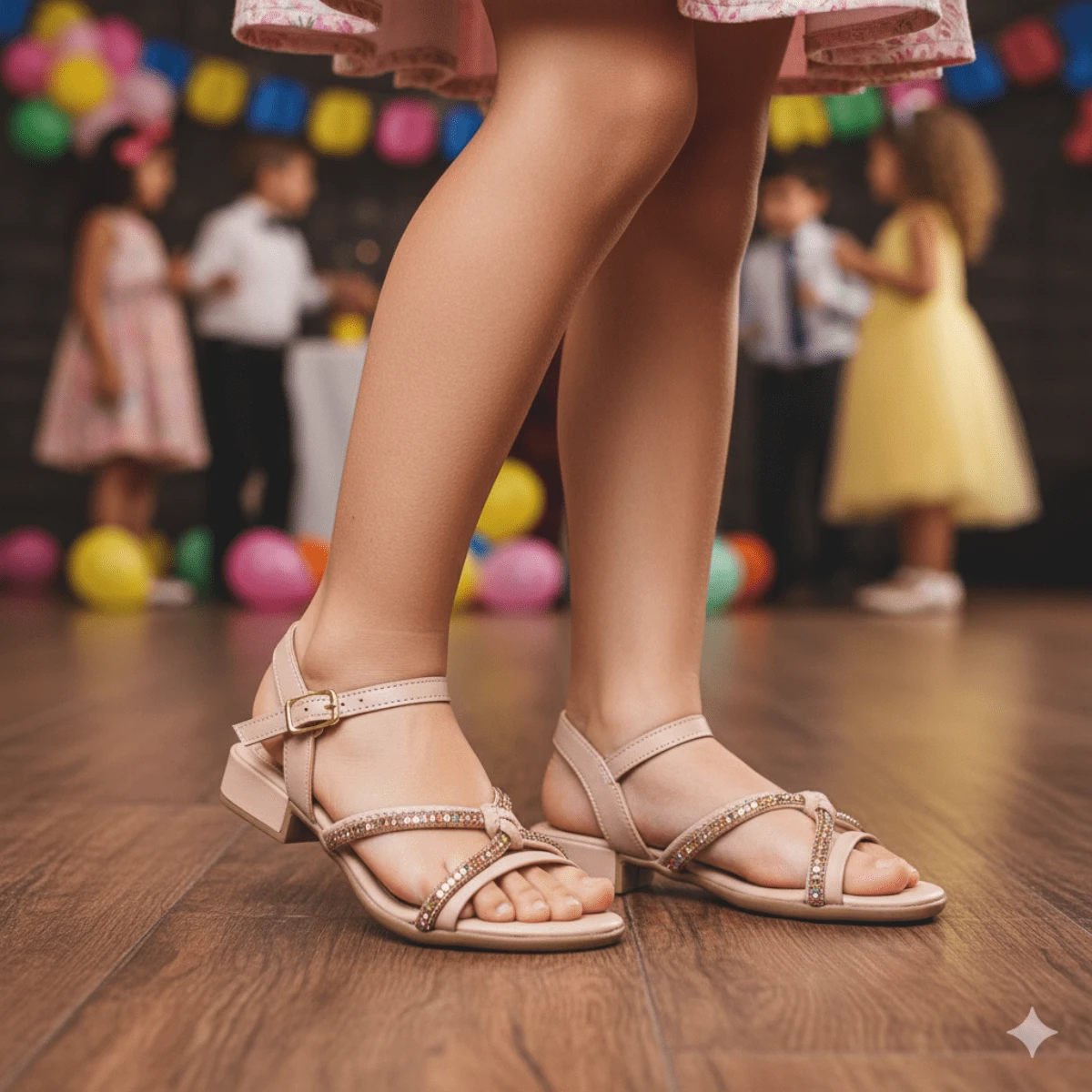 Sandália Infantil Feminina Menina Social Festa Saltinho Baixo Confortável Batizado Modinha Daminha Casamento Brilho