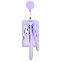 Sistema de color Macron, juego de papelería portátil para médicos y enfermeras de hospital, con tijeras plegables que pueden cortar gasa, clip de identificación extensible, bolígrafo recargable, marcador resaltador. - Multicolor - Ver 9