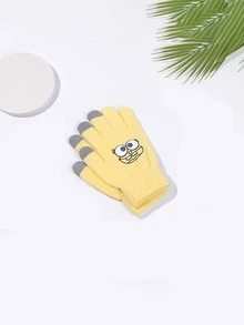 SpongeBob SquarePants 1 Pair SpongeBob Touch Screen Gloves - Winter Cartoon Cute Warm Gloves, Thermal Lined & Thickened For Students And Couples, Outdoor Gloves - Multicolor - View 3