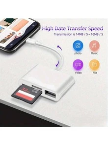 3 合 1 SD 卡读卡器 OTG 适配器 2.0/3.0 端口兼容 MacBook Pro 笔记本电脑 PC 相机 手机 - 白色 - 查看 7