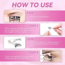 2 pary magnetycznych rzęs z aplikatorem, wielokrotnego użytku, delikatne rzęsy, bez kleju, sztuczne rzęsy, naturalny wygląd, rzęsy festiwalowe, makijaż rave, magnetyczne rzęsy, akcesoria na imprezy rave