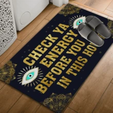 1 pieza Decoración del hogar, Alfombra de gel de sílice con estampado de patrones misteriosos, fácil de limpiar, rectangular impresa en 3D, adecuada para entrada, sala de estar, cocina, dormitorio, pasillo, baño, lavandería - Alfombra de poliéster, adecuada para decoración del hogar interior y exterior