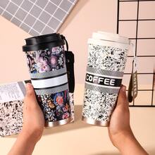 500ml Stainless Steel Coffee Cup, Reusable Stainless Steel Water Bottle, Leak-Proof Insulated Glass Cup With Lid And Straw, Suitable For Outdoor, Camping, Travel, Sports, Daily Hydration, Stylish Water Bottle, Durable Water Container