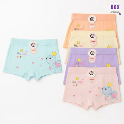 Kit 12 Calcinhas Boxer Infantis Menina – Confortável Idade - 2 Á 10 (4Y á 10Y).