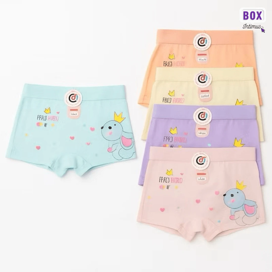 Kit 12 Children's Boxer Panties For Girls - Comfortable Age - 2 To 10 (4Y To 10Y). - 彩色 - 查看 1