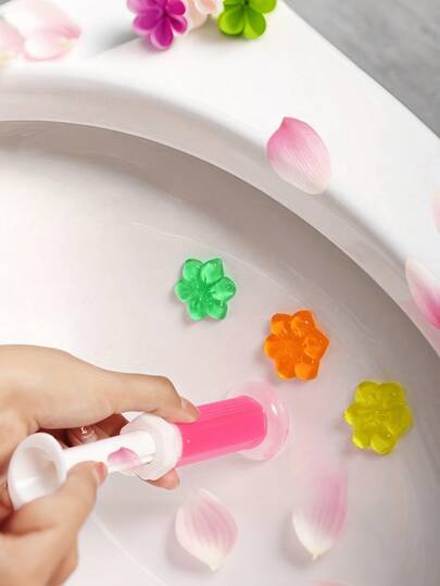 6pcs Toilet Cleaning Gel, 6 Colors & Fragrances, Floral Print Toilet Gel, Floral Scented Toilet Deodorizer Gel, Toilet Cleaner, Deodorizer Gel, Bathroom Freshener, Suitable For Toilet, Bathroom, Cleaning Supplies