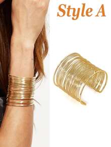 Yanxyad Women's Chunky Gold Bangle, Exaggerated Design, Gold Bangle Set, Arm Cuff, Punk Style Accessory