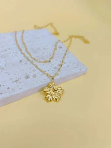 1pc Adjustable Length Double Layer Necklace For Women, Suitable For Most, Made Of Stainless Steel, Layered Design, Fashionable And Unique. This Necklace Is In Bohemian Style, Featuring A Smooth Chain And A Delicate Chain With Floral Pendant, Adding A Bohemian Vibe To Your Outfit, Suitable For Beach, Festivals, And Daily Wear.