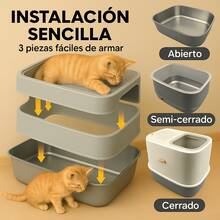 Arenero premium para gatos, 60x40x40 cm, hecho en acero inoxidable 304 y charolas ABS, sin olor, fácil de limpiar, resistente y duradero, ideal para higiene de mascotas en el hogar - Blanco - Ver 8