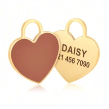定制心形宠物身份牌，纯色宠物项圈牌，可刻字，防丢，适用于猫狗，节日风格，心形吊坠，情人节礼物，心形宠物牌 - 彩色 - 查看 13