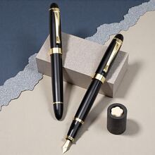 3 canetas pretas clássicas e elegantes - tinta suave/caneta de assinatura e caligrafia com clipe dourado e toque pesado/caneta profissional para escritório executivo/presente luxuoso para negócios/estudantes e aprendizes de caligrafia