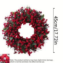 1 Stück Künstlicher Weihnachtskranz mit roten Beeren für Haustür, Winterkranz mit roten Beeren für Innen- und Außenbereich, Weihnachts- und Winterdekoration, Fröhliche Weihnachten