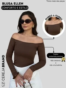 Women's Off-The-Shoulder Blouse Long Sleeve Casual Charming Elegant Evening Party Prom Formal - 鏽棕色 - 查看 3