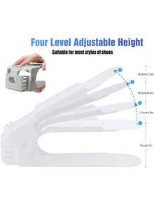 可调节鞋架，节省空间的双层鞋架，坚固耐用，可放置高跟鞋和运动鞋，整洁时尚的鞋柜，可堆叠鞋盒架，鞋架收纳，节省空间的鞋架，鞋柜 - 彩色 - 查看 3