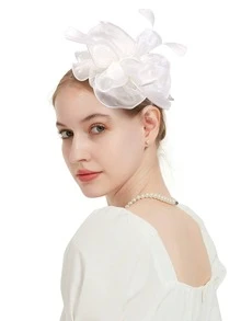 1件套精美头饰，茶会帽，饰有丝带、羽毛和发夹，适合女孩和女士，婚礼用品，发饰，迷你帽子，德比帽，礼物，晚宴 - 彩色 - 查看 24