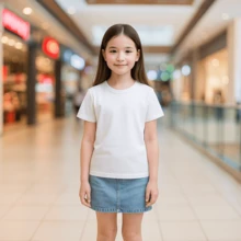 Blusa Malha Manga Curta 100% Algodão Infantil Juvenil Básica Menina Feminina Pré Adolescente Tamanho 8 ao 16 Canelado - Mescla - Visão 10