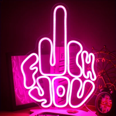 One-Piece Fxxk You Gesture Pattern Neon Sign, Personalized Art Style Lighting, USB Port Wall-Mounted Furniture, Suitable Neon Gift For Bedroom, Living Room, Home, Party, Bar
