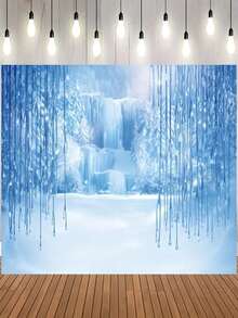 2D Flat, Willow, Icy Waterfall, 1 Piece Holiday Christmas Theme Backdrop - Polyester Material, No Electricity Needed - Ideal For Holiday Decor, Birthday Parties, Outdoor Celebrations And Festivals, Christmas Decoration.
