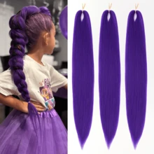 Purple Hair Extensions, Pre-Braids Purple Braiding Hair For