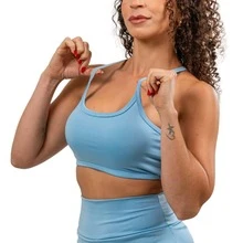 2 Top Fitness Nadador Alça Fina Para Treino Caminhada Volei Academia Dia a Dia Valoriza as Costa - Azul+Rosa Claro - Visão 7