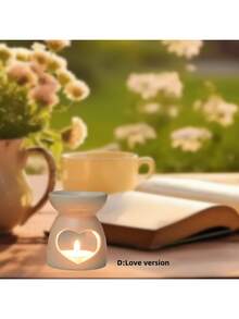 Exquisite Mini Aromatherapy Stove, White Hollow Ceramic Stove, 2.7 Inches X 3.4 Inches, Flower Love Moon Star Aromatherapy Stove Candlestick, Heating Candlestick, Essential Oil Stove Aromatherapy, Aromatherapy, Suitable For Families, Valentine's Day, Parties, Christmas Parties, Autumn, Festivals, Winter