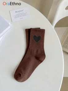 1/5 đôi tất cổ cao nữ màu ngẫu nhiên, tất dày dặn, thấm hút mồ hôi, thoải mái, độc đáo, quà tặng cá nhân hóa cho Ngày Valentine, mùa Thu/Đông. - Nhiều màu - Xem 2