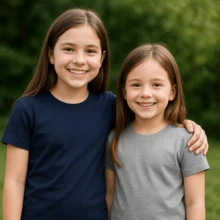 Blusa Malha Manga Curta 100% Algodão Infantil Juvenil Básica Menina Feminina Pré Adolescente Tamanho 8 ao 16 Canelado - Mescla - Visão 7