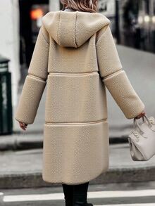 Abrigo Largo de Mujer - Chaqueta de Invierno Gruesa y Cálida con Capucha, Abrigo de Algodón Acolchado, Suave y Acogedor, Ideal para Días Fríos. - Caqui claro - Ver 2