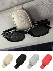 2 piezas/1 pieza Clip universal para gafas de sol de parasol de coche, clip magnético para gafas de cuero de material de PU, clip para tarjetas de tickets de coche, soporte de gafas de moda, accesorios de parasol de coche, accesorios interiores automotrices (Negro/Gris/Rojo/Beige) - Estilo A - Ver 13