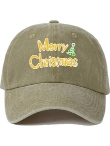圣诞快乐！1 件创意印花棒球帽，男女同款软顶帽，时尚休闲太阳帽，纯色弧形帽檐帽 - 彩色 - 查看 5