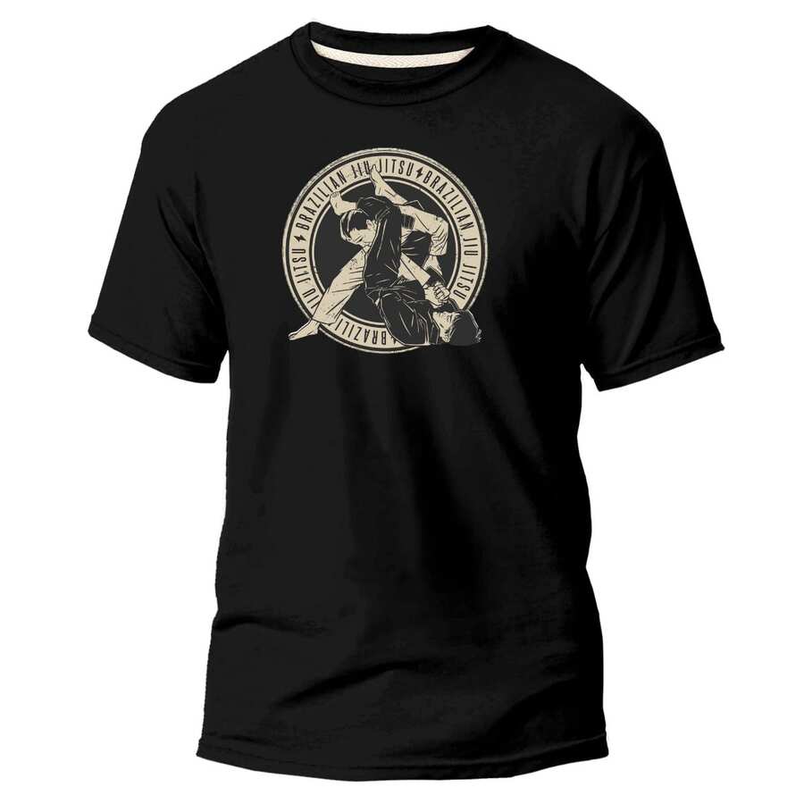100% COTTON UNISEX JIU JITSU BRAZIL ARM LOCK STREET WEAR ACADEMY T-SHIRT Day Day - 黑色 - 查看 1