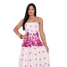 July Tropical Strapless Dress In Various Prints, 2025 Collection - Rose Flower - View 2