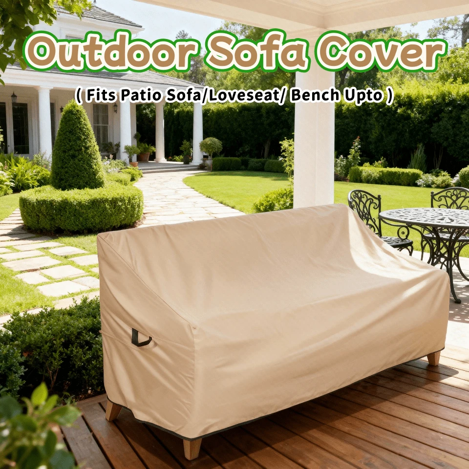 Durable Outdoor Sofa Cover - Heavy Duty 900D Oxford Fabric UV & Wind Resistant Patio Bench Cover With Handles - Fits 70"X30"X24"/35"(H) Loveseat - Stylish Protection For Garden, Patio, & Poolside Furniture,Beach,Summer,Vacation,Holiday,Travel Essential,Going Out Tops,Household Items - Khaki - View 1