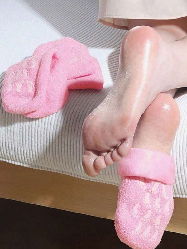 1 Pair Moisturizing Socks Heel Gel Sock Rough Foot Care Treatment Soft Silicone Gel Lined Infused Lotion Spa Socks Cotton Gel Sleeves For Repairing Softening Dry Cracked Feet Skins, To Be Used With Your Favorite Lotions And Creams For Foot Moisturizing, Suitable For Mother's Day, Wedding Season Gift ﻿