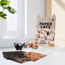 Bộ 50 que tăm bông hình mèo cỡ lớn dùng làm đồ chơi và bộ giấy gấp origami hình mèo tự làm, bộ dụng cụ gấp origami 3D hình động vật dễ thương. - Nhiều màu - Xem 11