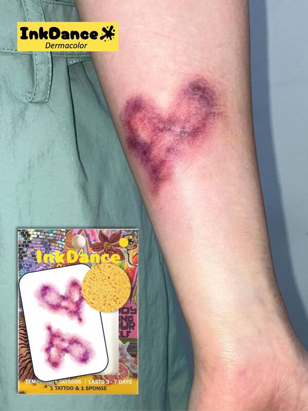 Zestaw tatuaży "Blizna w kształcie serca" w rewolucyjnej technologii, tatuaże półtrwałe, tatuaże tymczasowe, trwałe, tatuaż na Halloween dla kobiet z rannym strupem w kształcie serca, sztuczne tatuaże, wodoodporne, autentyczny wygląd tatuażu, na bazie roślin CSX043