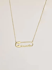 Collar con colgante de clip de papel con nombre personalizado, adecuado para hombres y mujeres, collar personalizado, placa con nombre grabado personalizado de 1-2, joyería de acero inoxidable de moda, regalo de pareja, regalo de cumpleaños, regalo de aniversario - Multicolor - Ver 5