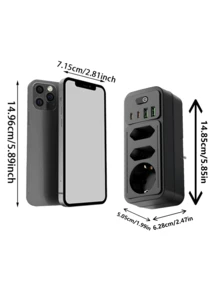 1 Pack 7-In-1 Multifunctional Wall Plug, 2 USB-A And 2 USB-C Ports, With Surge Protector, Multipurpose Home Office And Workspace Power Organizer, Outlet Extender, Wall Adapter With Overload Protection, Suitable For Home, Office, Travel, Bedroom, Gaming Room And More