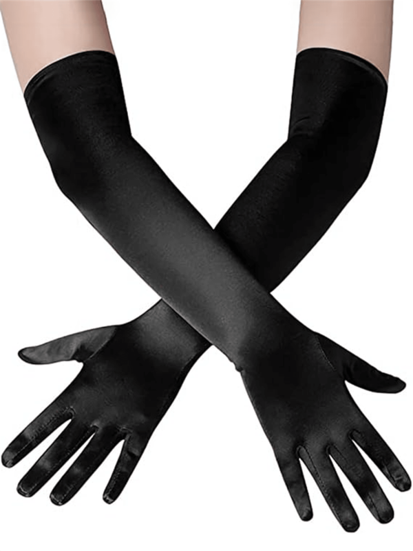 20s Opera Satin Elbow Length Fingerless Gloves For Women, Flapper Style Evening Gown Opera Gloves