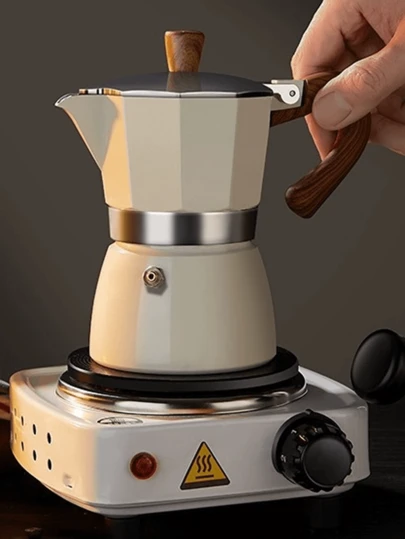 1pc Espresso Machine Aluminum Stove Coffee Pot With Hand Action, Perfect For Christmas Gifts For Home And Restaurant Use; Christmas Gifts Halloween Gifts Back To School, Teacher's Day Gifts 1 Piece Classic Italian American Espresso Machine